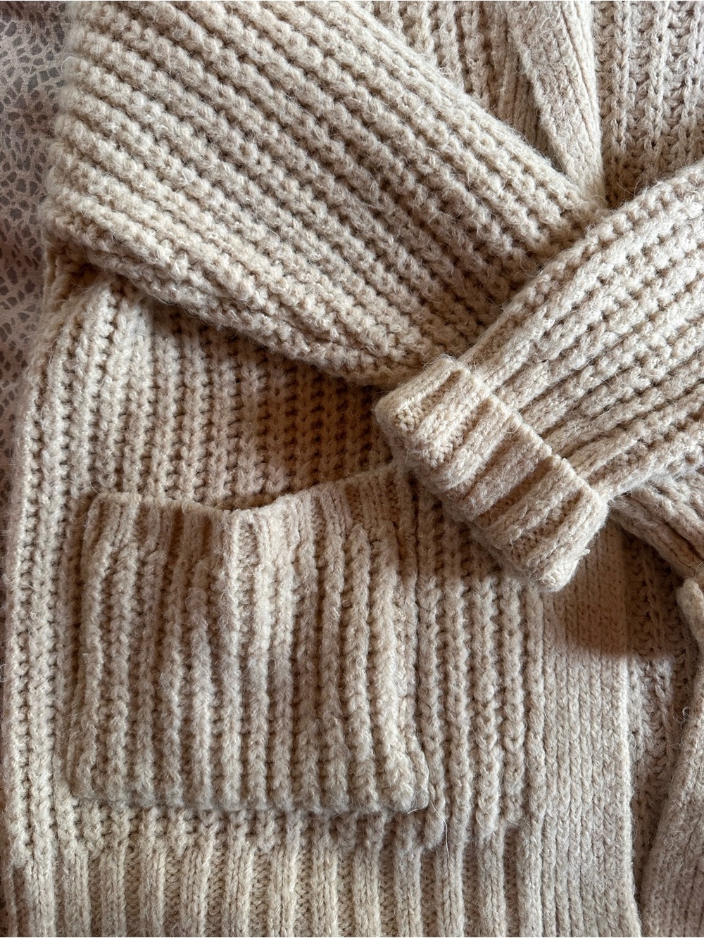 Zara Cream Chunky Ribbed Open-Front Cardigan - Picture 3 of 4